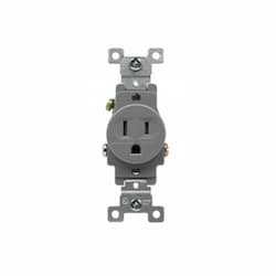 15 Amp Tamper Resistant Commercial Grade Single Receptacle, Gray