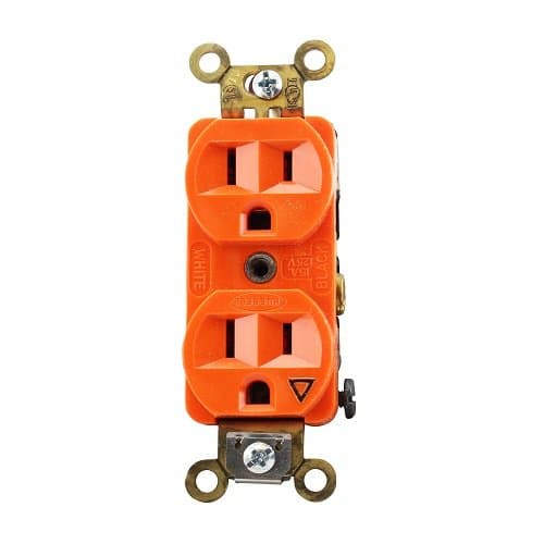 Enerlites Orange Colored Isolated Ground 15A Duplex Receptacle 