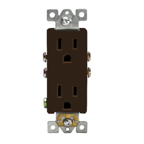 Enerlites Brown Residential Grade Tamper Resistant 15A Duplex Receptacle