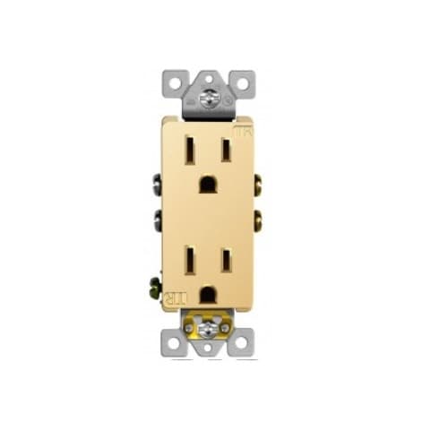 Enerlites 15 Amp Tamper Resistant Duplex Receptacle, Gold