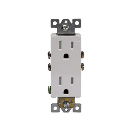 Enerlites 15 Amp Tamper Resistant Decora Duplex Receptacle, White