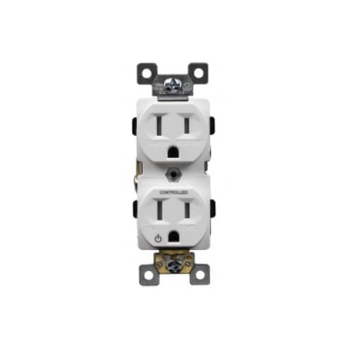 Enerlites 15 Amp Tamper Resistant Half Controlled Duplex Receptacle, White 