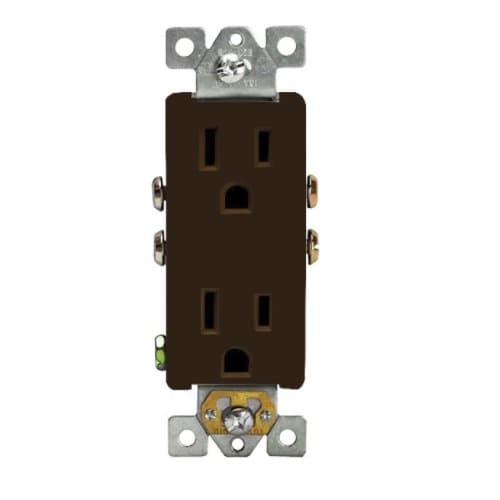 Enerlites Brown Push-in & Side Wired Self-Grounding Tamper Resist Duplex Receptacle