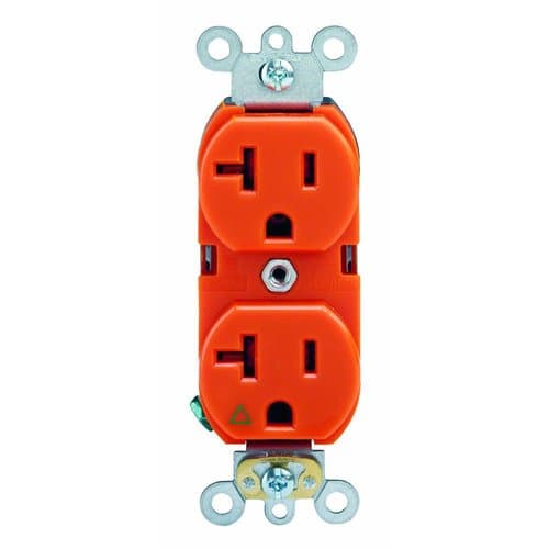 Enerlites 20 Amp Isolated Ground Decorator Duplex Receptacle, Orange