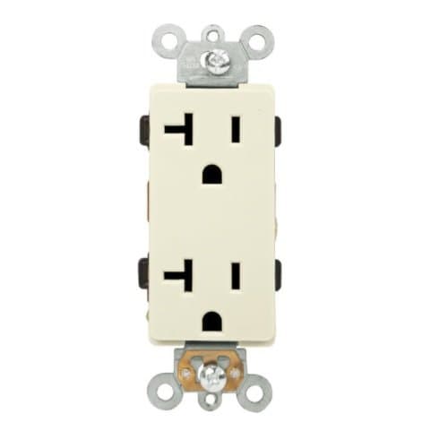 Enerlites 20 Amp Duplex Decora Receptacle, Push In & Side Wired, Light Almond