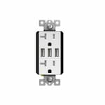 Enerlites 20 Amp Interchangeable Triple USB Charger Tamper Resistant Duplex Receptacle, White