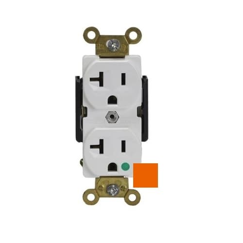 Enerlites Orange Hospital Grade Industrial Straight Blade 20A Duplex Receptacle