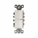 Enerlites White Decorator Combination Side-Wire Only 15A two Single Pole Switches