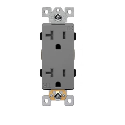 Enerlites 20 Amp Tamper Resistant Industrial Grade Decorator Duplex Receptacle, Gray