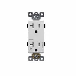 20 Amp Tamper Resistant Half Controlled Decorator Duplex Receptacle, White