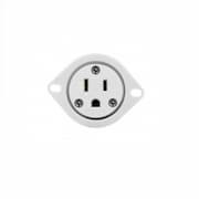 15 Amp 125V Nema 5-15P Straight Blade Flanged Outlet, White