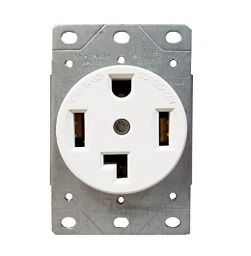 Enerlites 30 Amp Industrial Grade Flush-Mount Receptacle, NEMA 14-30R, White