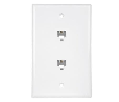 Enerlites Almond Telephone 1-Gang Two Modular Duplex RJ11 Wall Jacks