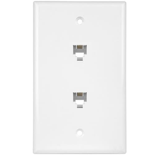 Enerlites Telephone and CATV 1-Gang Duplex RJ11 Jack Wall Outlet, Ivory