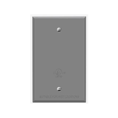 Enerlites 1-Gang Standard Wall Plate, Blank, Weatherproof, Gray