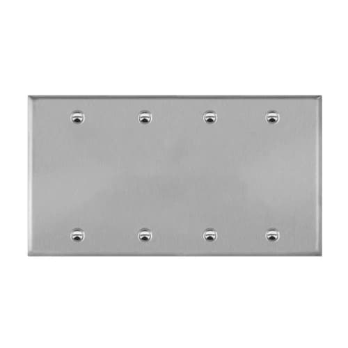 Enerlites 4-Gang Standard Wall Plate, Blank, Stainless Steel