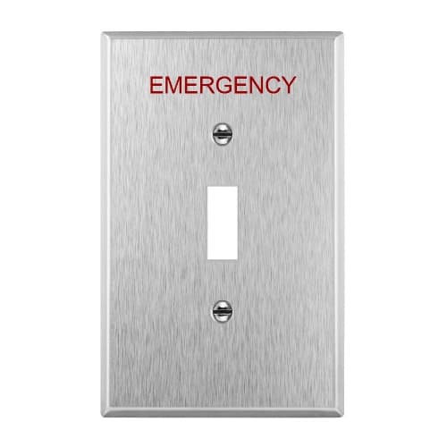 Enerlites 1-Gang Mid-Size Emergency Wall Plate, Toggle, Stainless Steel