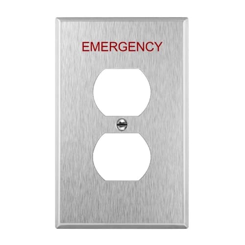 Enerlites 1-Gang Mid-Size Emergency Wall Plate, Duplex, Stainless Steel