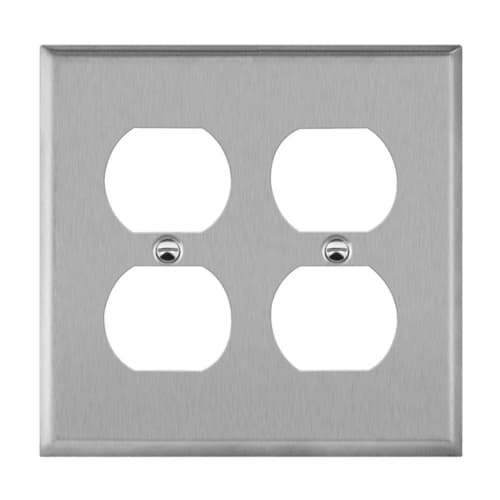 Enerlites 2-Gang Mid-Size Antimicrobial Wall Plate, Duplex, Stainless Steel