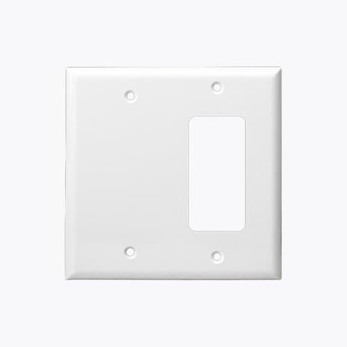 Enerlites 2-Gang Combination Wall Plate, Blank/Decora, Thermoplastic, Ivory
