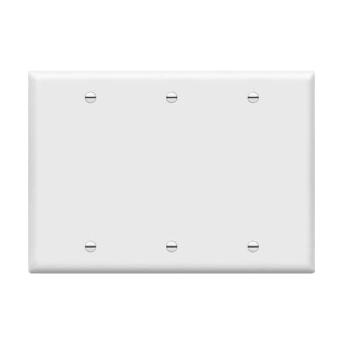 Enerlites 3-Gang Standard Wall Plate, Blank, Thermoplastic, Gray