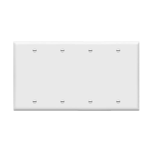 Enerlites 4-Gang Standard Wall Plate, Blank, Thermoplastic, Gray