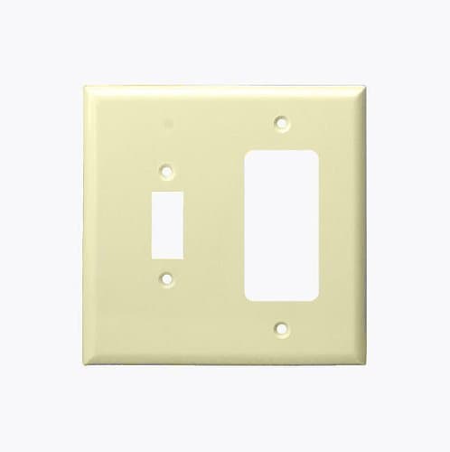 Enerlites 2-Gang Combination Wall Plate, Toggle/Decora, Thermoplastic, Ivory
