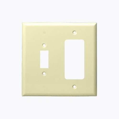 Enerlites 2-Gang Mid-Size Combination Wall Plate, Toggle/Decora, Ivory