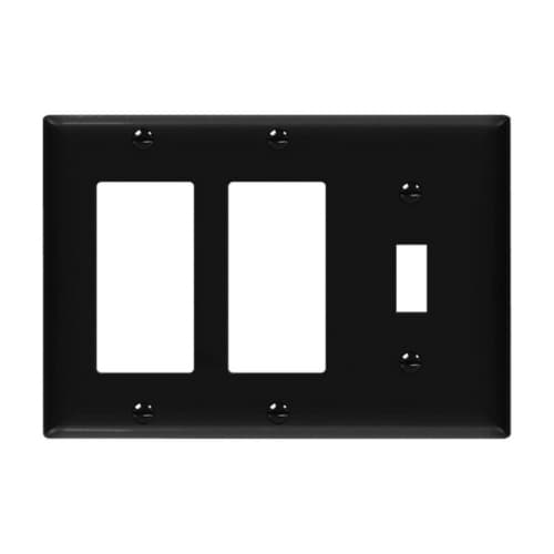 Enerlites 3-Gang Combination Wall Plate, Toggle/Decora, Thermoplastic, Black