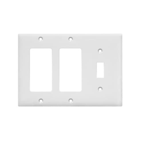 Enerlites 3-Gang 2 Decorator GFCI & Toggle Wall Switch Plate, Ivory