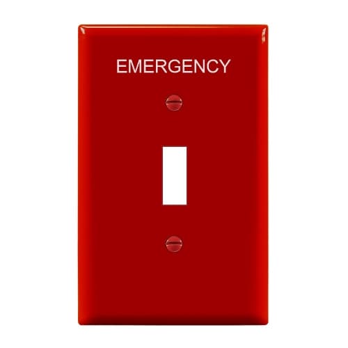 Enerlites 1-Gang Mid-Size Emergency Wall Plate, Toggle, White