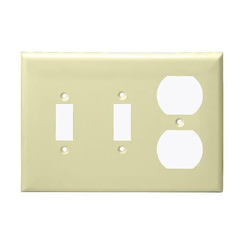 Enerlites 3-Gang Standard Combination Wall Plate, Toggle/Duplex, Ivory