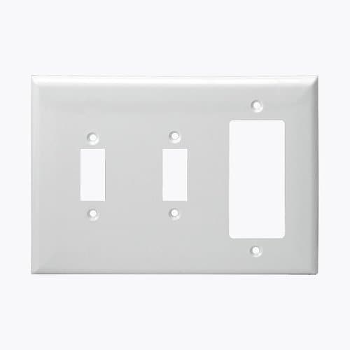 Enerlites 3-Gang Standard Combination Wall Plate, Toggle/Decora, Ivory