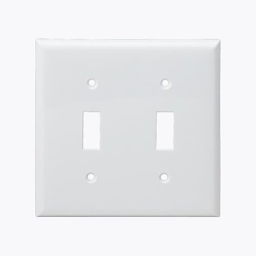 Enerlites 2-Gang Standard Wall Plate, Toggle, Thermoplastic, Light Almond