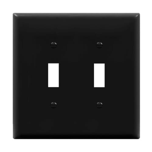 Enerlites 2-Gang Mid-Size Wall Plate, Toggle, Black
