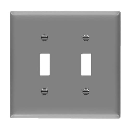 Enerlites 2-Gang Mid-Size Wall Plate, Toggle, Gray