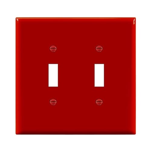 Enerlites 2-Gang Mid-Size Wall Plate, Toggle, Red