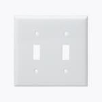 Enerlites White Colored 2-Gang Toggle Switch Plastic Wall Plate