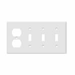 Enerlites 4-Gang Duplex Receptable & 3 Toggle Switch Wall Plate, White