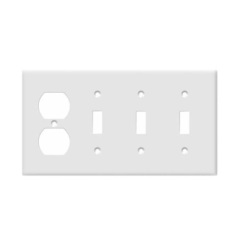 Enerlites 4-Gang Duplex Receptable & 3 Toggle Switch Wall Plate, White