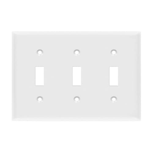 Enerlites 3-Gang Standard Wall Plate, Toggle, Thermoplastic, Black