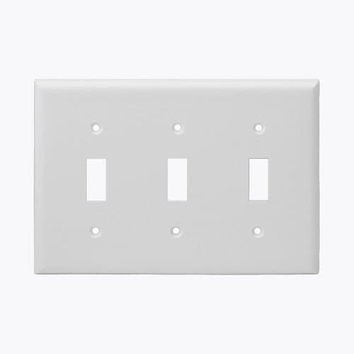 Enerlites 3-Gang Standard Wall Plate, Toggle, Thermoplastic, Ivory