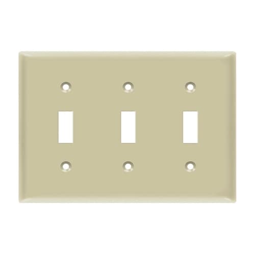 Enerlites 3-Gang Standard Wall Plate, Toggle, Thermoplastic, Light Almond