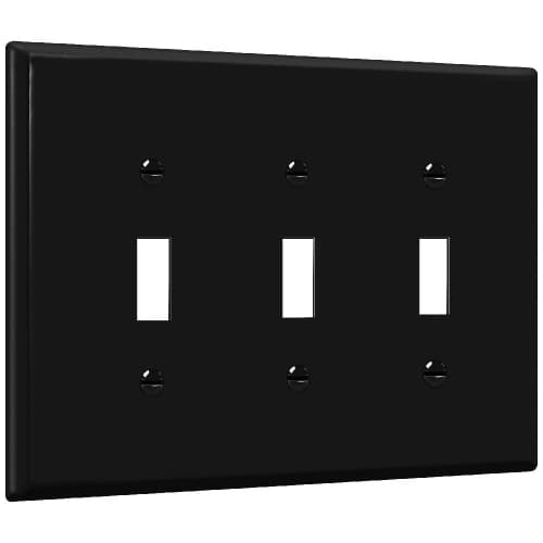 Enerlites 3-Gang Mid-Size Wall Plate, Toggle, Black