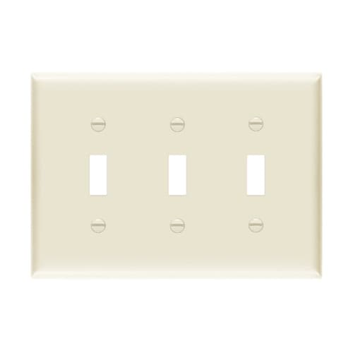 Enerlites 3-Gang Mid-Size Wall Plate, Toggle, Light Almond
