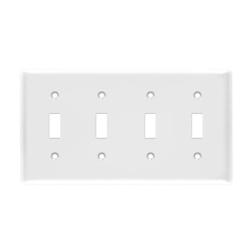 Enerlites 4-Gang Standard Wall Plate, Toggle, Thermoplastic, Gray