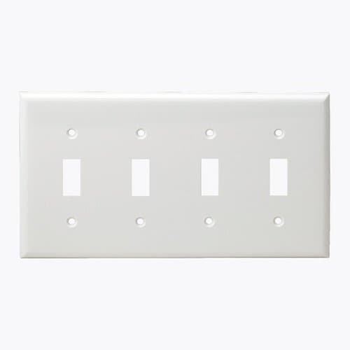 Enerlites 4-Gang Standard Wall Plate, Toggle, Thermoplastic, Ivory