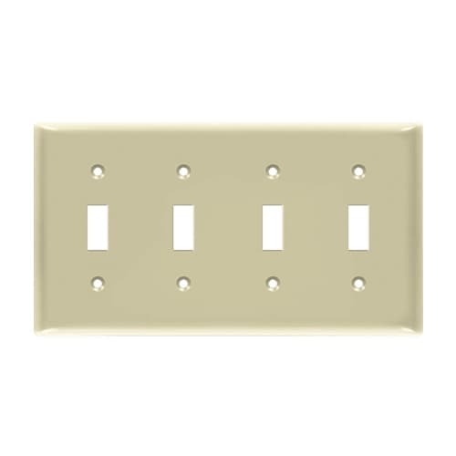 Enerlites 4-Gang Standard Wall Plate, Toggle, Thermoplastic, Light Almond