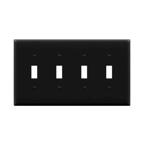 Enerlites 4-Gang Mid-Size Wall Plate, Toggle, Black