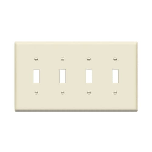 Enerlites 4-Gang Mid-Size Wall Plate, Toggle, Light Almond